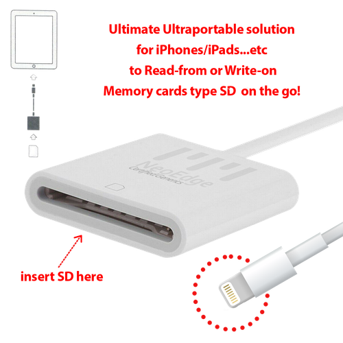 8 Pin OTG to SD Card Reader Writer Adapter iPhone X iPad Air Pro Mini + Micro SD - Photo 1 sur 10