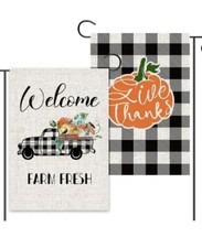 Fall Pumpkin Garden Flag 12X18 Inch Vertical Double Sided Burlap Buffalo