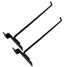 12" Slatwall Hook Panel Display Hooks, 1/4" Thickness Metal, Black - PACK 2