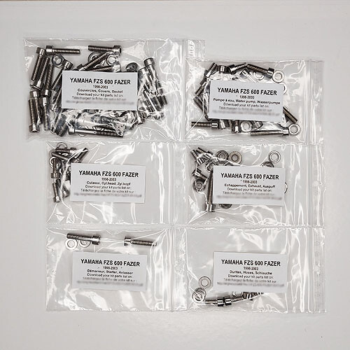Kit visserie moteur inox Yamaha FZS 600 Fazer serrage six pans BTR
