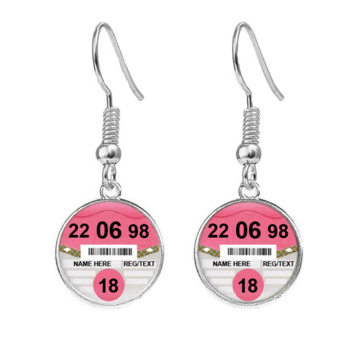 Personalised Car Tax Disc Silver Plated Jewellery Earrings Birthday Gift C999 - Picture 1 of 1