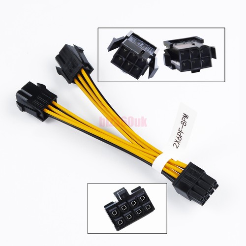 Dual PCI E 6pin Female to 8Pin Male PCI Express GPU Power Adapter Splitter Cable - Picture 2 of 10