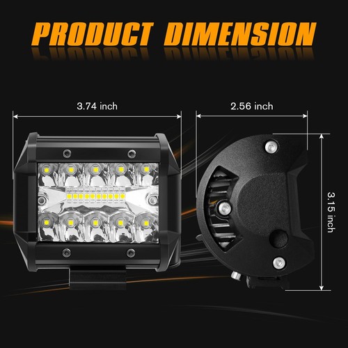 Pair 4inch LED Work Light Bar Offroad Driving Spot Flood Cube Pods Boat + Wiring - Picture 6 of 21