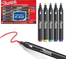 Sharpie Creative Markers Water-Based Acrylic Markers Bullet Tip 5 Colors