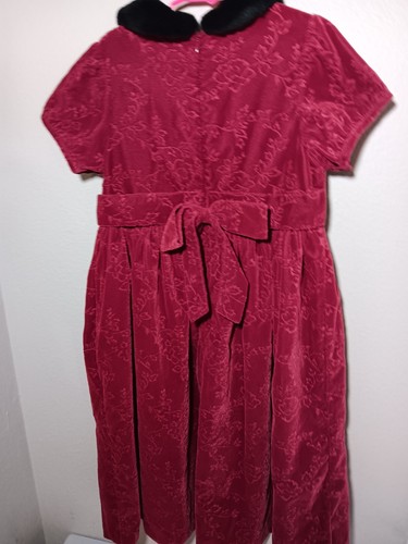 Gymboree Girls Red Crushed Velvet Dress with Faux-Fur Peter Pan Collar 3XL 8yrs - Picture 3 of 24