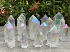 Premium Angel Aura Quartz Points,Crystal Plated Angel Aura Obelisk,Pick A Weight