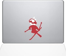 The Decal Guru Skiing Decal Apple Decal Vinyl Sticker, 13" MacBook Pro, Red