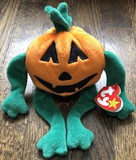 1998 Ty Beanie Pumkin Jack O Lantern pumpkin Retired with Errors