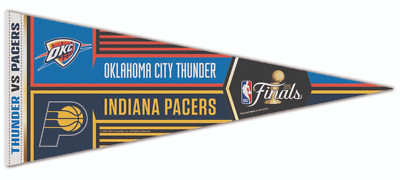 OKLAHOMA CITY THUNDER INDIANA PACERS DUELING PENNANT 12''X30'' 2025 NBA FINALS