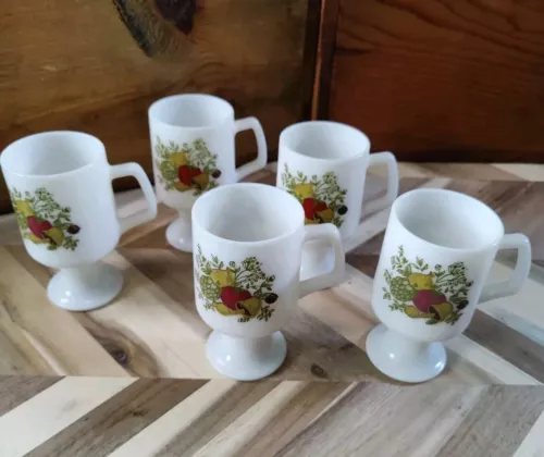 Corning Ware Spice of Life Pedestal Coffee Mugs - Set of 5