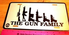 The GUN family, novelty metal license plate, made in the USA, fun collectible