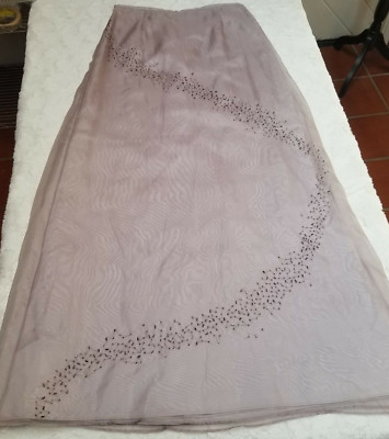 New David Meister Womens Size 10 Silk Embellished Beaded Maxi Skirt Mauve $290