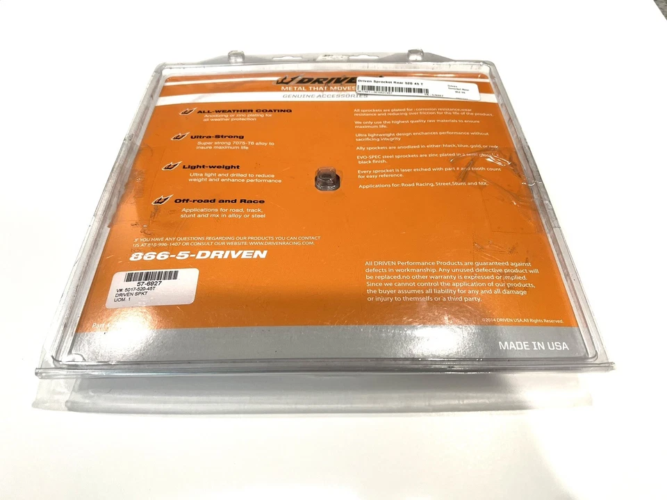 Piñón de acero de conversión trasero 520 45T Driven Racing NUEVO Foto 3 de 4