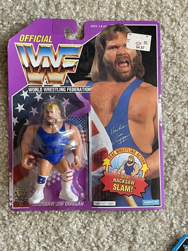 WWF Hasbro Hacksaw Jim Duggan Purple Card MOC Seri...
