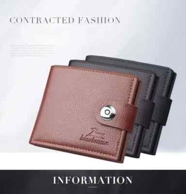 Real Leather Slim Wallets For Men Bi-fold Mens Wallet W/ ID Window RFID Blocking