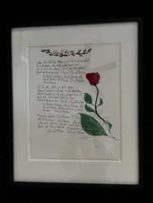 Manuscript Original Handwritten Lyrics And Artwork To Stand By Me, Framed