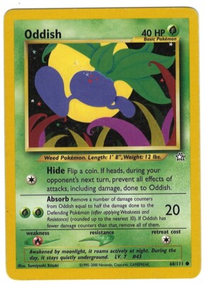 Oddish 68/111 Pokemon Card Neo Genesis Common 40 HP Lightly Played