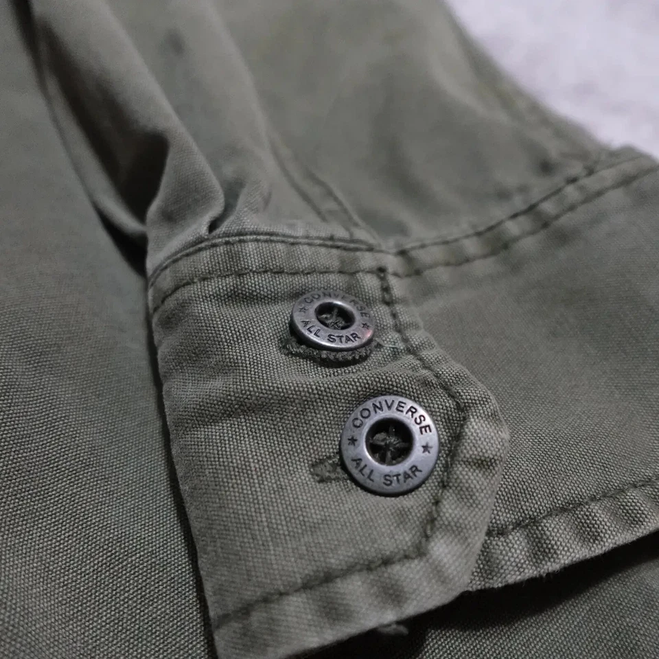 Camisa Converse Chaqueta Cazadora Para Hombre XL Verde Con Botones Solapa Bolsillos Manga Larga Foto 4 de 4
