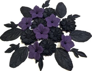 Black Purple Edible Flower Bouquet Gothic Halloween Wedding