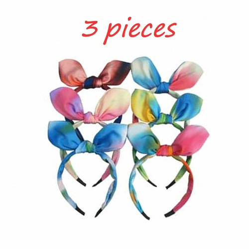 3 Pieces Women's Tie Dye Bow Knot Headbands Knotted Wide Hair Hoop Band Headwear - 第 2/7 張圖片