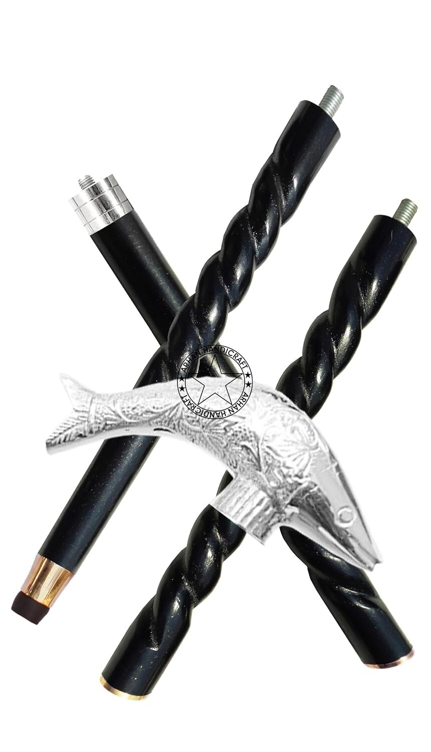 Antique Style Fish Designed Solid brass Head Hand… - image 3