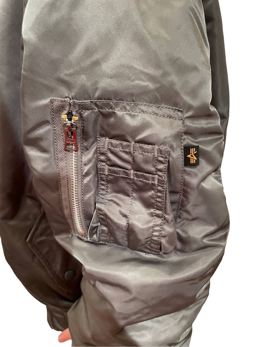 Alpha Industries Vintage Grey MA-1 BOMBER JACKET (HERITAGE Alpha Industries Vintage Grey MA-1 BOMBER JACKET (HERITAGE