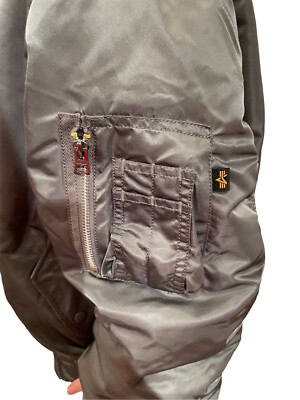 ALPHA MA-1 flight jacket gray usa製　旧タグ 80-90's USA製 ALPHA MA-1 フライトジャケット L ビンテージ