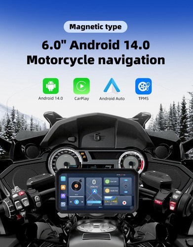 6inch Android 14 Motorcycle 4G GPS Navigation CarPlay Android Auto Camera TPMS - Picture 2 of 20