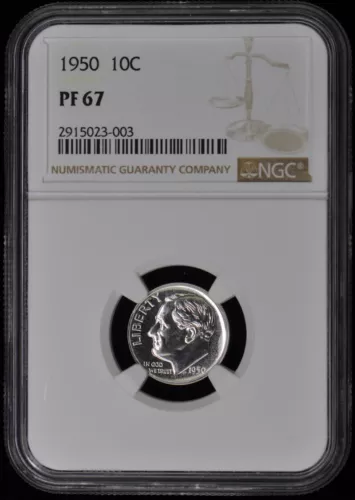 1950 Roosevelt Dime (Silver) 10C NGC PR67
