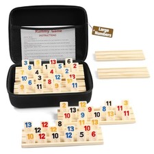 Rummy Cube 6 Player Edition with 6 Wooden Racks/Trays, 160 Large 6 Players