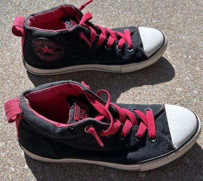 Converse Mid Chuck Taylor no tie Black & Red Men s/Youth Size 5 EUR 37.5 GUC