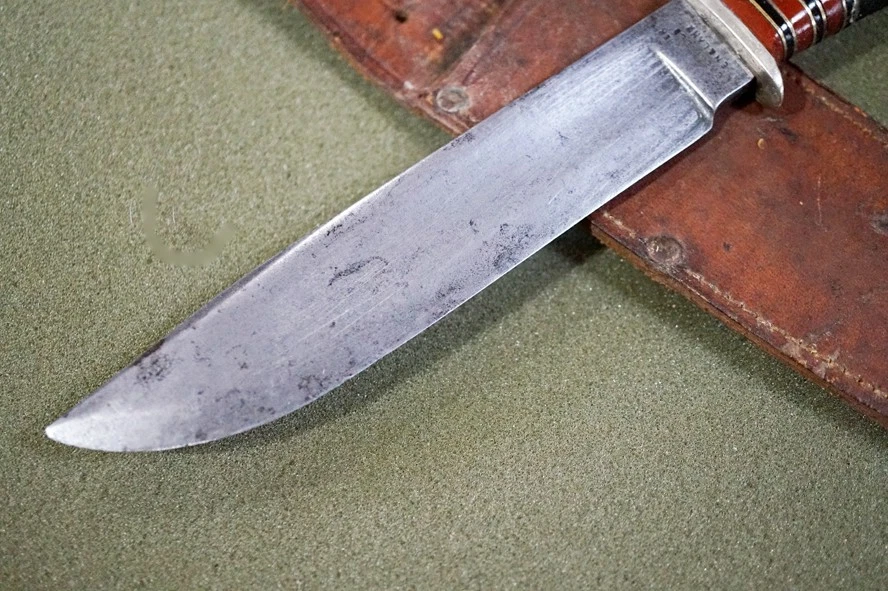 Antiguo cuchillo de caza de hoja fija WADE & BUTCHER SHEFFIELD con pomo de ciervo Foto 2 de 4