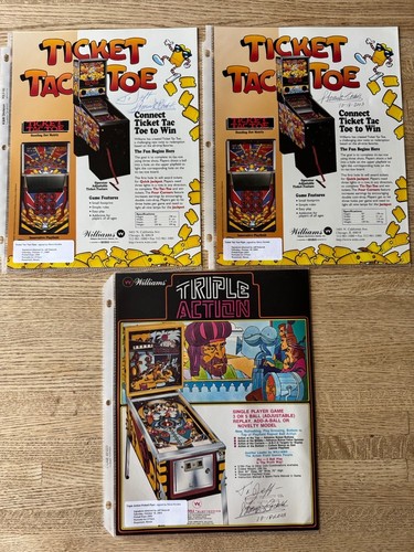 Steve Kordek signiert Flipper Flyer Ticket Tac Toe & Triple Action Williams