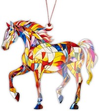 Christmas Ornaments 2025, Horse Ornament with Colorful Design, Horse Ornament fo