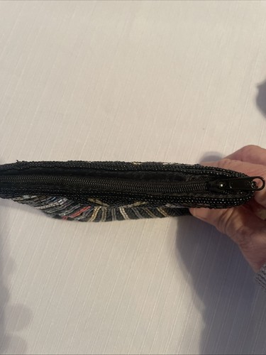 Vintage Black beaded clutch purse evening Art Deco - Picture 6 of 8