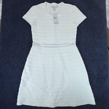 Michael Kors Dress Womens Large Short Sleeve Textured Knit Eyelet Waist New