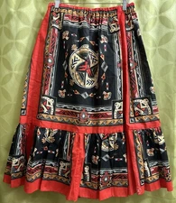 M-L Vintage HANDMADE Wamcraft USA Southwest THUNDERBIRD Bandanna Skirt UNUSED