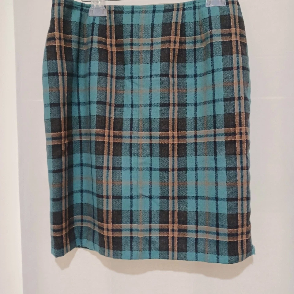 VTG Forenza 90s Wrap Skirt Wool Blend Plaid Fringe Womens 14 Vintage - Image 2 of 4