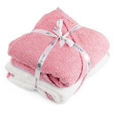 2 x Baby Towels Hooded Bath Wrap Pink 100% Cotton Baby Shower Gifts Boy Girl