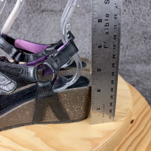 Teva Sandals Cabrillo Womens Size 7.5 Black Leather Wedge Heel Strappy Slingback - Picture 5 of 9