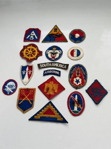 Job Lot 16 WW2 Etc U.S. Army & Air Force Airborne Military Shoulder & Arm Badges