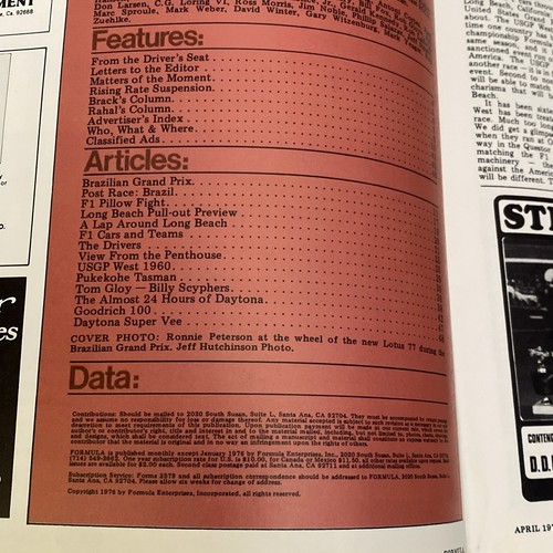 Vintage FORMULA Auto Racing Magazine 1976 April Vol. 3 No. 3 Brazilian GP - Picture 9 of 14