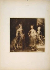 Original Old Antique Print Children Charles Anthony Vandyck Sepia Style Fine Art
