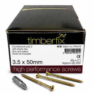 Karton Timberfix 360 6g 3,5 x 50mm Premium Fräsergewinde Holzschrauben Senkkopf