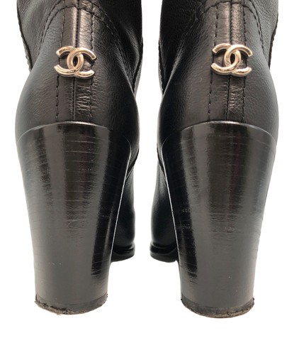 CHANEL Boots Women's Size 37 Black Leather - Picture 9 of 10