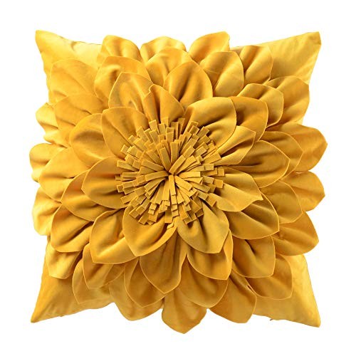 Decorative 3D Flower Throw Pillow Covers Soft Velvet Handmade Pillowcases
