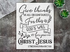 Stencil Give Thanks - Inspirational Bible Verse, DIY Scripture Art - Mylar St...