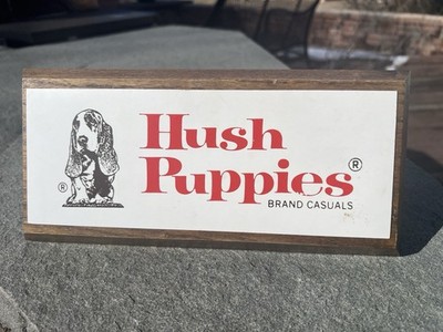 Vintage Hush Puppies Countertop Store Display Sign Advertising Basset Hound