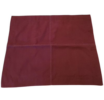 Pottery Barn 2 Pc.  Burgundy Faux Suede Euro Pillow Coverings White Stitch 