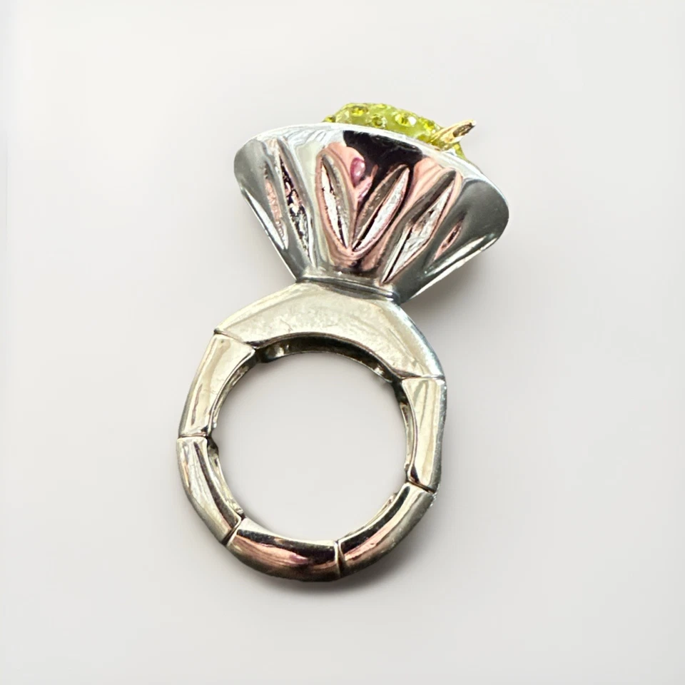 Auténtico anillo de vidrio Martini BETSEY JOHNSON ajuste elástico tono plata Foto 3 de 4